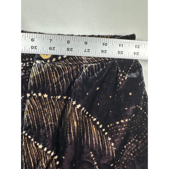 Farm Rio Anthropologie Velvet Wide Leg Pants Sz XS Black Gold Sparkle Designer - Picture 14 of 16